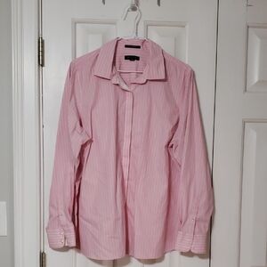 Land's End Pink Pinstripe No Iron Supima Shirt 18W